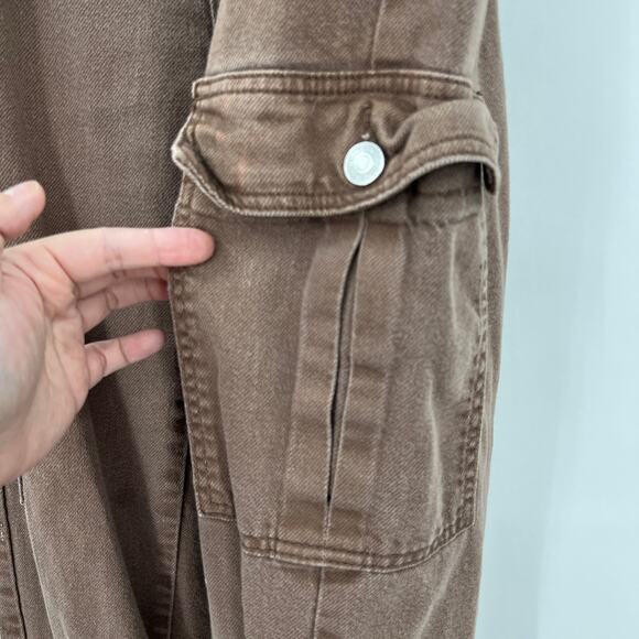 S.O.N.G. Juniors 7 / Regular 28 Brown 90s Boyfriend Cargo Jeans High Rise - Picture 5 of 11